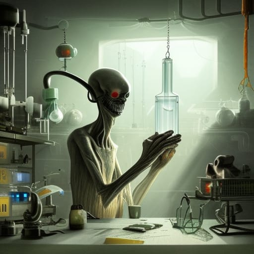 An alien at work in its laboratory